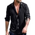 thumbnail image 1 of MAWCLOS Blouse Rayée à Simple Boutonnage pour Hommes Manches Longues Vacances Noir TG, 1 of 3