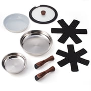 Ergo Chef Pro Series 8pc Smart Pan Set, Removable Handles, Space Saving Nesting, Electric, Gas & Induction Cooking, RVs & Camping, Stainless Steel & Ceramic w/ Glass Lid