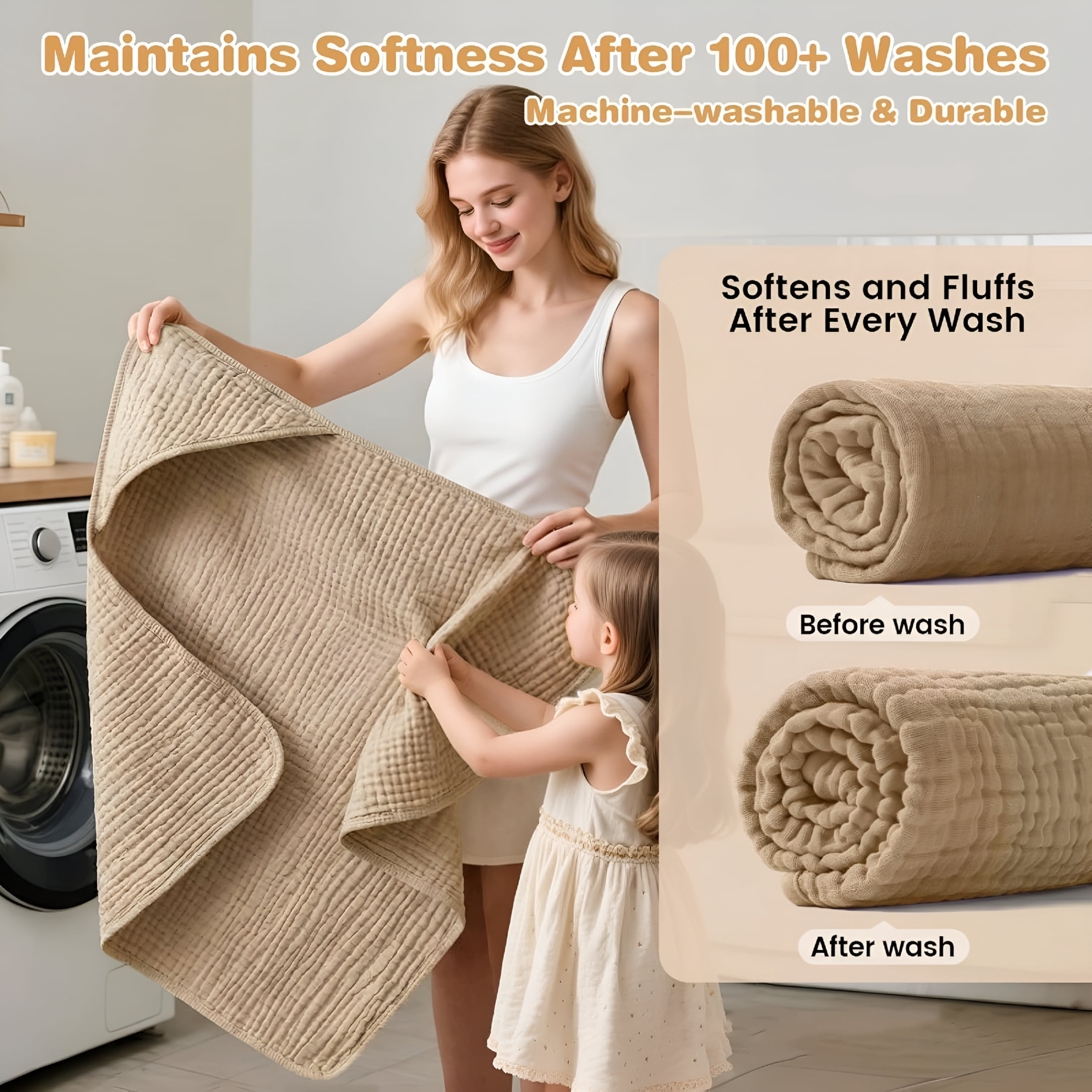 ARLAJO Hooded Baby Bath Towels for Newborn,2 Pack - 6-Layer 100% Muslin Cotton,Soft Absorbent Baby Towels with Hood for Babies,Infants & Toddlers,Large 32X32 Inch Unisex Newborn Baby Bath Essentials