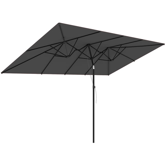 Outsunny 10ft Double-sided Patio Umbrella with Tilt, Adjustable Height, Grey