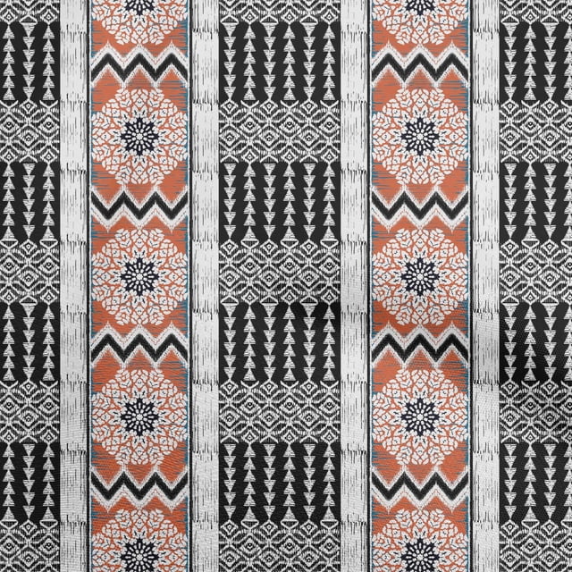 oneOone Polyester Spandex Orange Fabric Asian Ikat Sewing Craft Projects Fabric Prints by Yard 56 Inch Wide