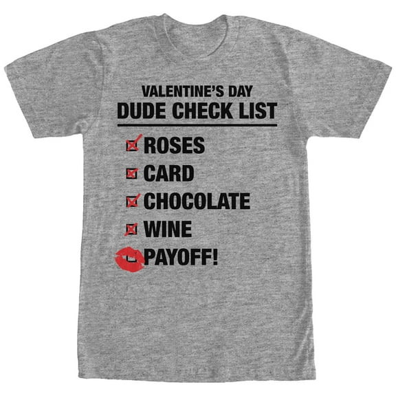 Men's Lost Gods Valentine's Day Dude Checklist Graphic Tee Athletic Heather Small