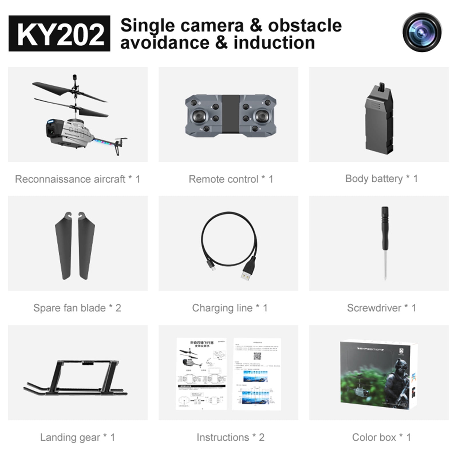 YUNAFFT 4K Dual-Camera Reconnaissance Aircraft Dual Batteries RC Helicopter Obstacle Avoidance Altitude Setting RC Plane with LED Light Electric Gift for Young Flight Enthusiasts
