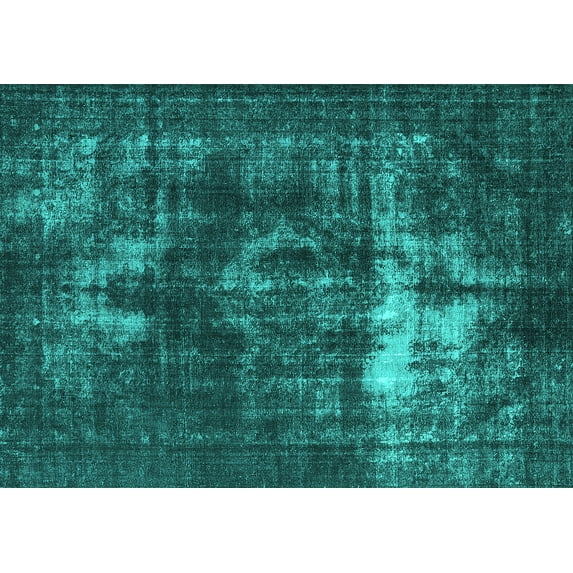 Ahgly Company Indoor Rectangle Oriental Turquoise Blue Industrial Area Rugs, 8' x 10'