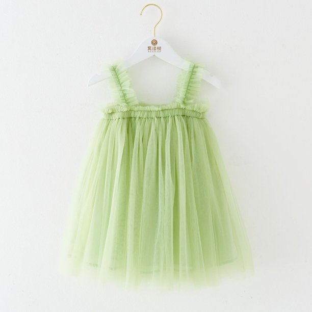 Vestido de malla con cuello halter para niñas de verano, vestido de malla para niñas, falda de princesa, enagua