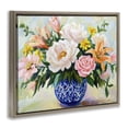 thumbnail image 2 of Stupell Industries Contemporary Indigo Chinoiserie with Assorted Flowers Brown Floating Frame Canvas Art, 21 x 17, by Petals Prints Design, 2 of 7