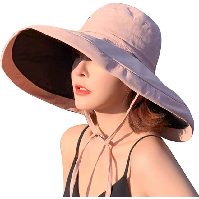 Women's Sun Hat Packable Reversible Bucket Hat UV Sun Protection Wide Brim Summer Beach Cap