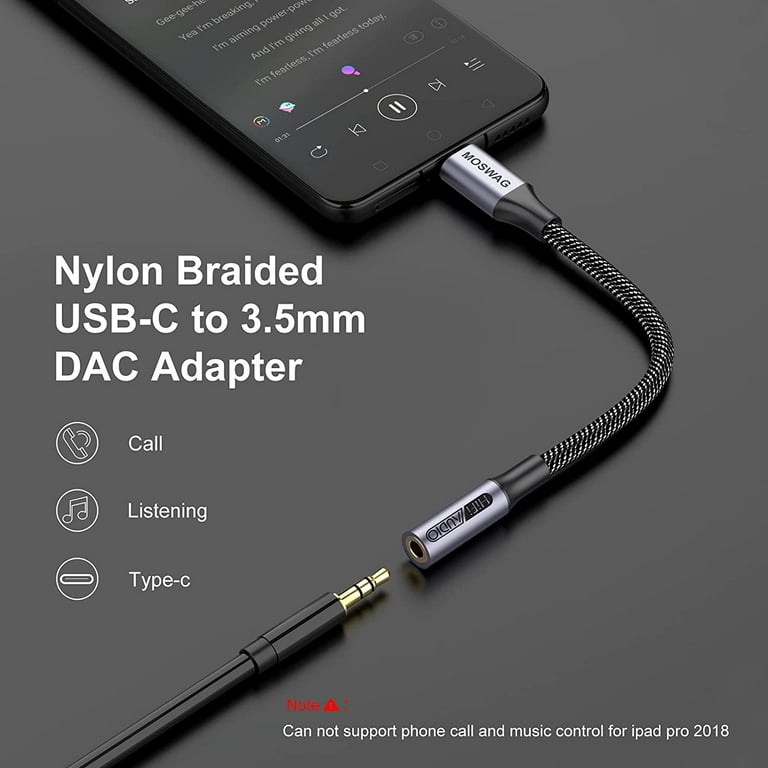 USB Type C to 3.5mm Headphone Jack Adapter MOSWAG Audio Adapter