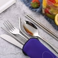 thumbnail image 3 of Outdoor Portable Stainless Steel Cutlery Set - Half Flower - Seven-piece Straw Set, 3 of 5