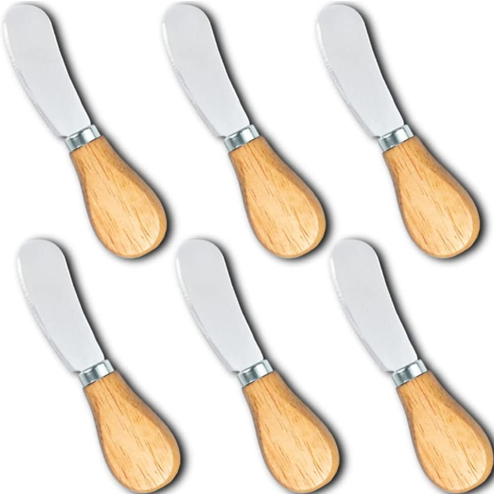 Little Cheese Spreader Knives, Wooden Handle, 5 inch, Stainless Steel