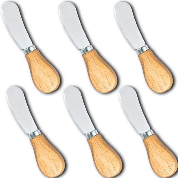 Little Cheese Spreader Knives, Wooden Handle, 5 inch, Stainless Steel