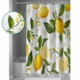 thumbnail image 4 of Lemon Summer Shower Curtain, 48" x 72", Floral Lemon Yellow Green Waterproof Bathroom Curtain Washable Shower Curtain Set with 12 Hooks, 4 of 6