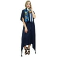 thumbnail image 2 of Bimba Women's Blue Sleeve Asymmetrical Hem Maxi Dress with Scarf-18, 2 of 9