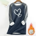 thumbnail image 2 of lcziwo Navy Womens Fleece Crewneck Sweatshirts Winter Warm Sherpa Lined Pullover Sweaters Casual Soft Comfy Loungewear Tunic Tops L, 2 of 6