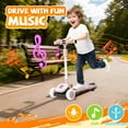 thumbnail image 4 of Xuanlur Kids Kick Scooter, Buildable Blocks and 5 Adjustable Height Handlebars, PU Flashing Wheels, Thickened Aluminum Tube, One-Touch Footbrake, 3-Wheel Folding Scooter for Kids Ages 3-9, Purple, 4 of 7
