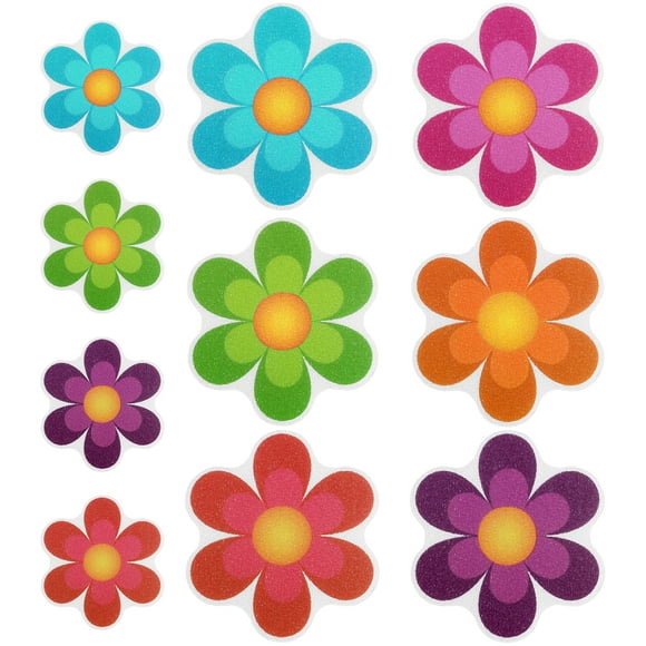 WORGEOUS TOPBATHY 10 piezas de flores de colores antideslizante adhesivo autoadhesivo calcomanías creativas para baño bañera bañera ducha superficies