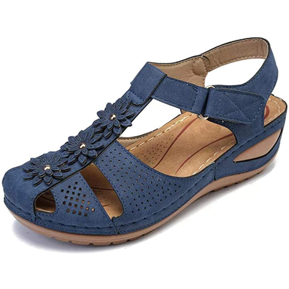 Vimisaoi Women's Wedges Sandals Hook Loop Cover Toe Summer Platform ...