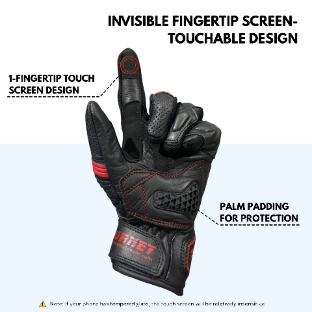 Journey Tech-Vent Premium Leather Men's Breathable Touchscreen Motorcycle Gloves