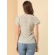 thumbnail image 5 of Blusa Informal Con Cuello En V Y Manga De Casquillo Superior Con Estampado Floral Para Mujer Amarillo L, 5 of 6