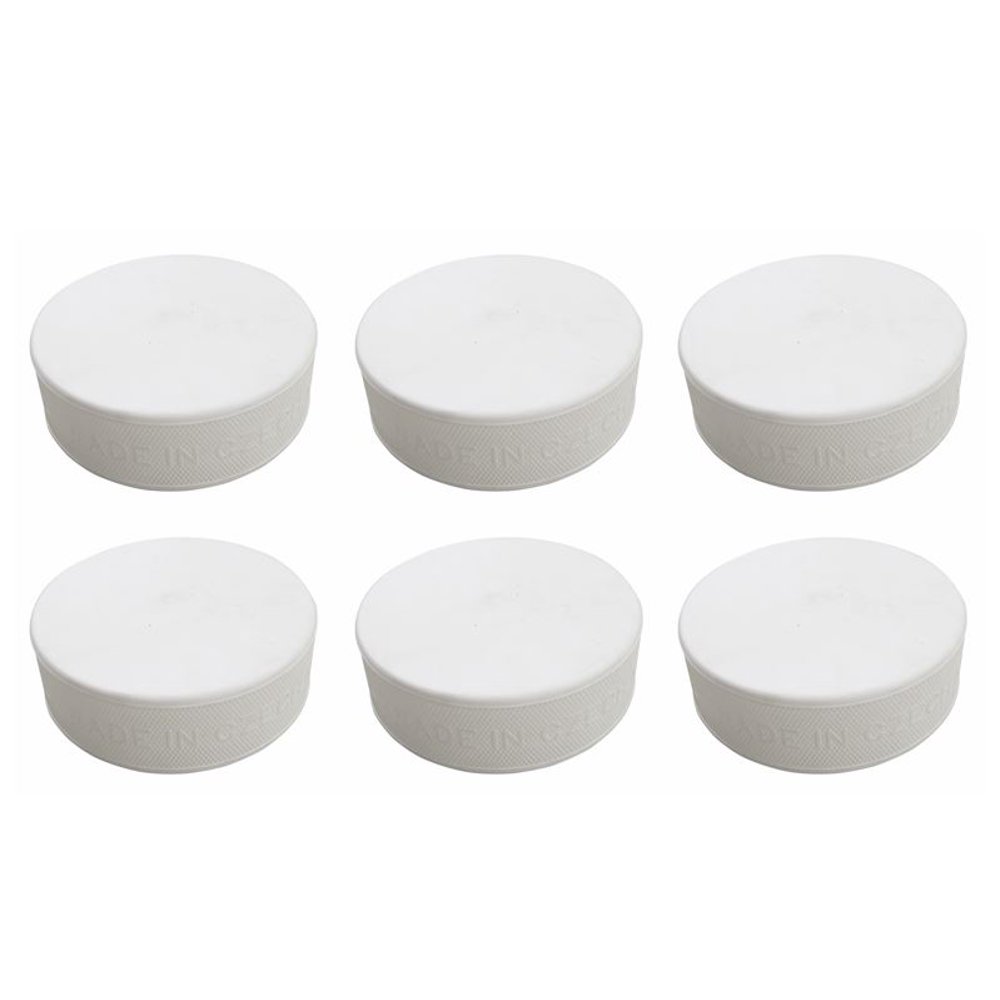A&R Sports White 6 oz Hockey Pucks, 6 pack