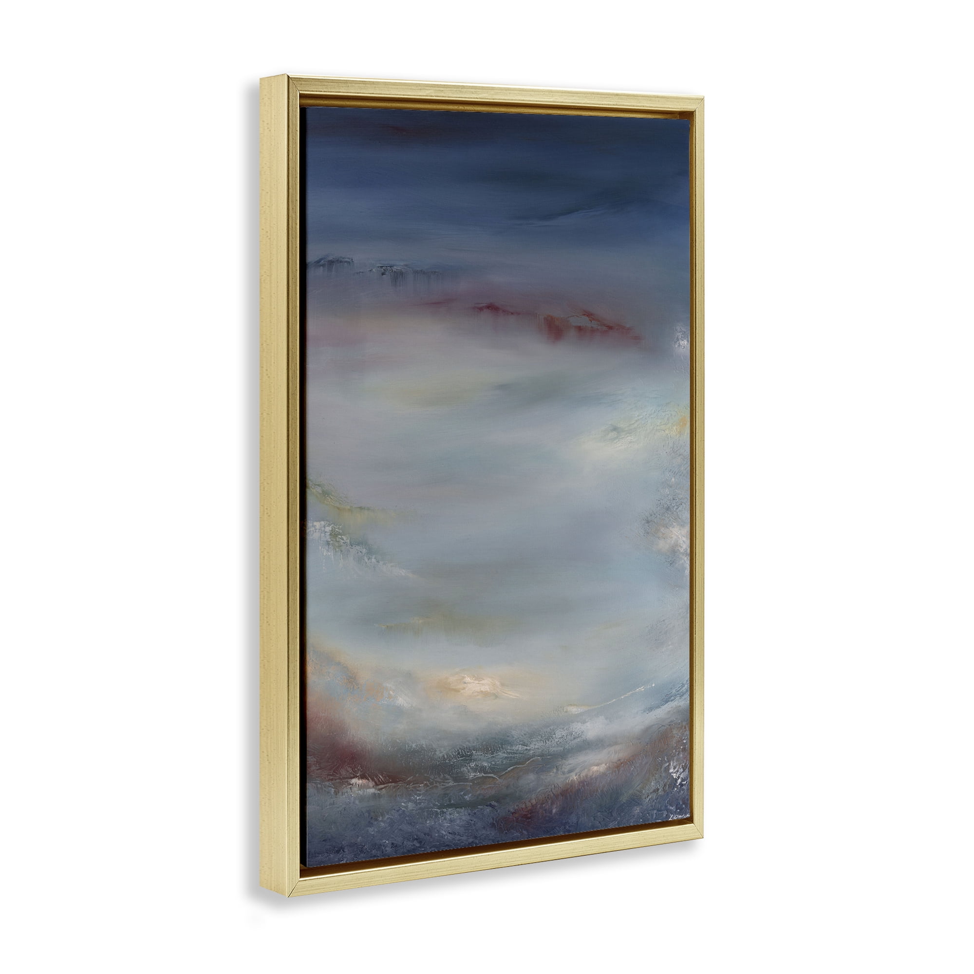 Stupell Industries Coral Underwater Impression Abstract Painting Gold Floater Framed Canvas Art Print Wall Art, 17 x 25
