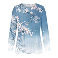 thumbnail image 4 of Enjoytime Women's Long Sleeve Tunic Tops Pleated Crew Neck Floral Printed Blouses Dressy Lightweight Casual Loose Shirts for Women, 4 of 5