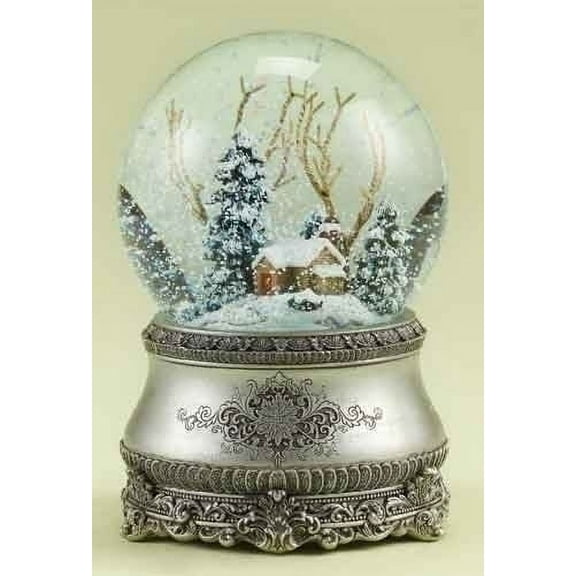 5.5" Musical Vintage-Style Winter Cottage Christmas Snow Globe Glitterdome