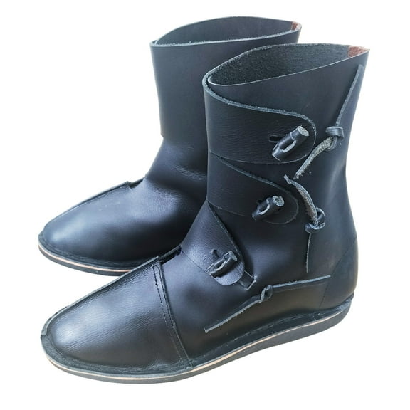 Medieval Leather Shoes Renaissance Fair Pirates Movie Prop Ankle Shoe LARP Fest Paladin Fantasy Costume Boot Mens Leather Boots Size 12