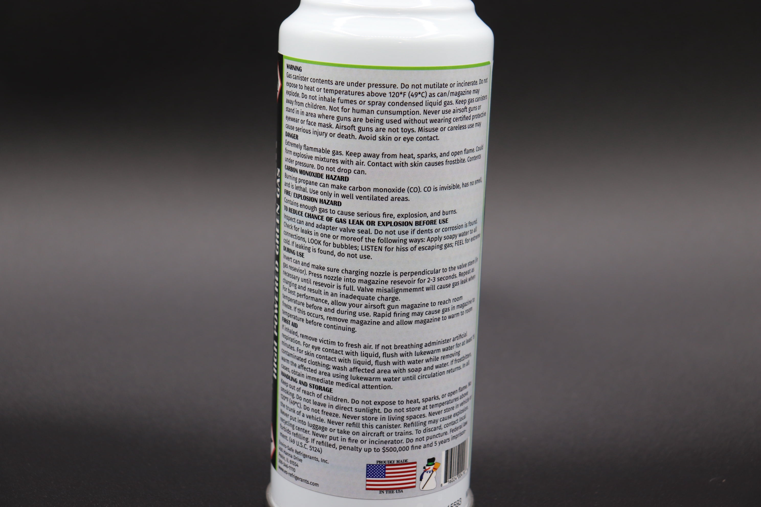 EnviroSafe Green Gas, 4 Cans, Non-Ozone Depleting, Pharmaceutical-Grade, Airsoft Ammunition