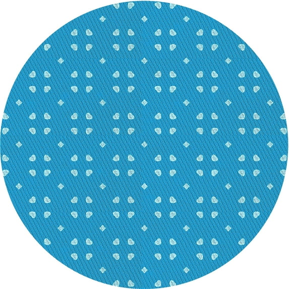 Ahgly Company Machine Washable Indoor Round Transitional Bright Turquoise Blue Area Rugs, 8' Round