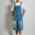 thumbnail image 2 of QHFBli Mens Relaxed Fit Cargo Jeans for Work & Outdoor Mens Style Distressed Denim Overalls with Adjustable Suspenders and Ripped Detailing for a Light Blue S, 2 of 8