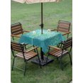thumbnail image 3 of Outdoor Tablecloth with Umbrella Hole and Zipper, Turquoise Boho Square Table Cloth 54x54 Inch Waterproof Tablecloth, Oriental Abstract Motifs Traditional Bohemian Picnic Table Cover for Patio, 3 of 7
