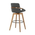 thumbnail image 5 of Baylor 30" Gray Faux Leather and Walnut Wood Swivel Bar Stool, 5 of 8