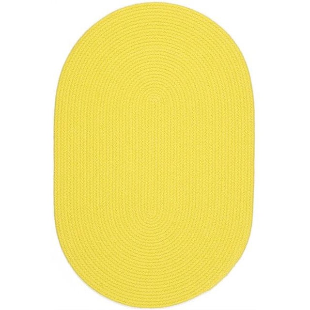 Rhody Rug HB14R120X156 10 x 13 in. Happy Braids Solid Yellow Oval Rug