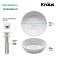 thumbnail image 5 of KRAUS Viva Round White Porcelain Ceramic Vessel Bathroom Sink with Pop-Up Drain, 13 in. D x 4 3/8 in. H, 5 of 16