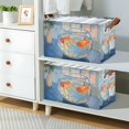 thumbnail image 2 of Yayeee Foldable Storage Basket for Shelves with Handles Set of 2 Waterproof Cloth Bins, Blue Goldfish, 2 of 7