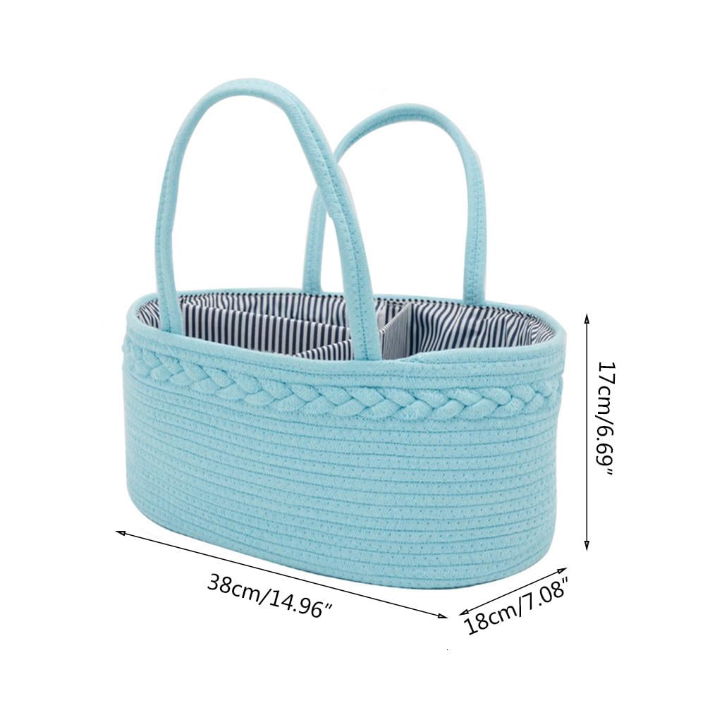 Osdhezcn Baby Diaper Caddy Organizer Portable Cotton Rope Mummy Carriage Nursery Storage Basket Bag Handbag for Changing Table Car Baby Shower Gift