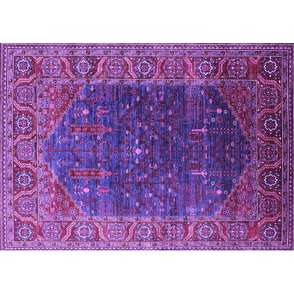 Ahgly Company Indoor Rectangle Oriental Purple Industrial Area Rugs, 6' x 9'
