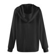 thumbnail image 6 of UoCefik Plain Sweatshirt Women Fashion Waffle Knit Buttons Long Sleeve Hoodies Casual Fall Henley V Neck Drawstring Pullover Comfy Oversized Hooded Sweaters Black L, 6 of 7