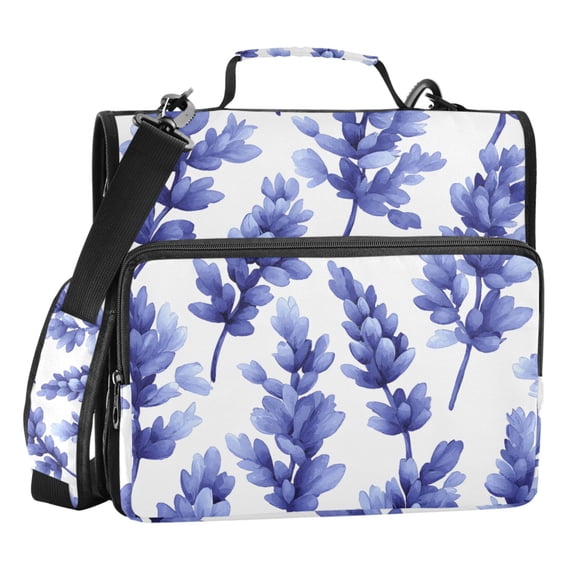 ALAZA Zipper Binder Purple Flower Lavender 3 Ring Trapper Keeper File Folder Organizer Bag