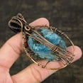 thumbnail image 4 of Tibetan Turquoise Gemstone Handmade Copper Wire Wrap Jewelry Pendant 3.19", 4 of 5