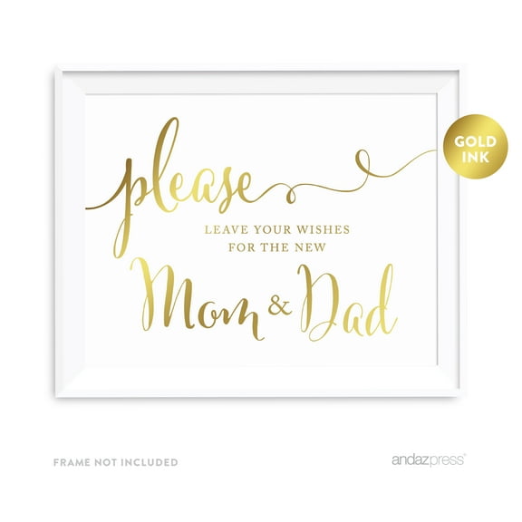 Leave Wishes For New Mom & Dad Metallic Gold Baby Shower Party Signs
