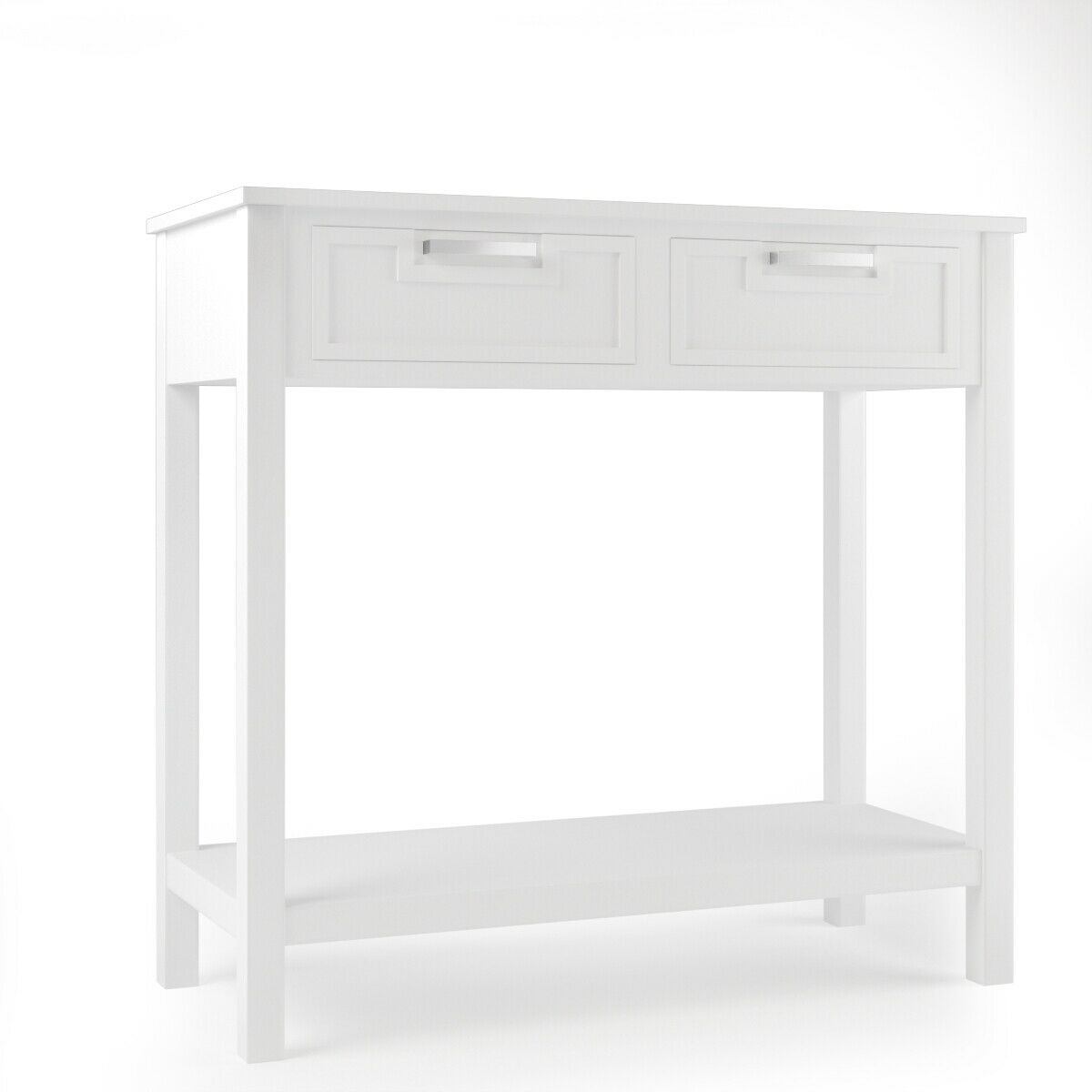 Gymax Console Table with 2 Drawers, White