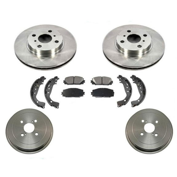 Front Rotors Rear Drums Brake Pads Shoes Fits For Toyota Yaris 2006-2013