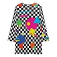 Retro Classic 1980s Shapes On Black and White Check