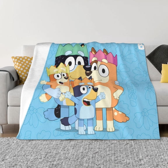 Rozeui Bluey for Flannel Blanket, Soft Fuzzy Plush King Blanket for Winter, Thick and Warm All-Season Bed Throw-50"x40"