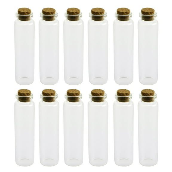 Mini Corked Glass Tube Vial Bottles, 12-count, 3-1/2-inch