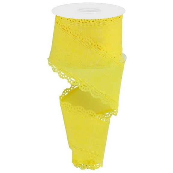 Scalloped Edge Ribbon on Canvas, 10 Yards (Yellow, 2.5 Inch)