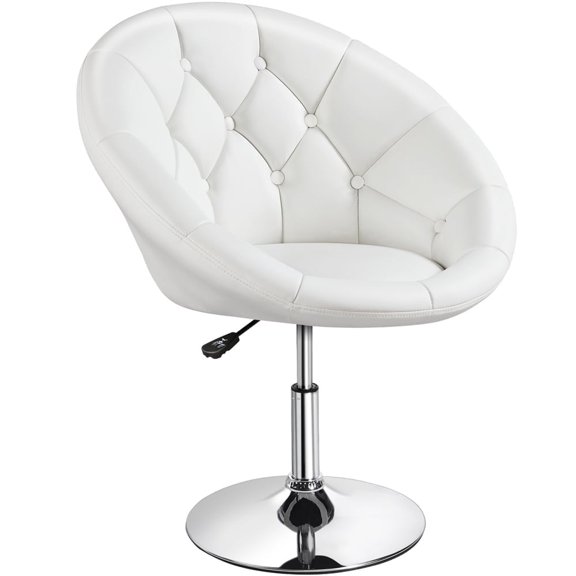 Yaheetech Height Adjustable Upholstered Tufted Armchair Accent Chair, White