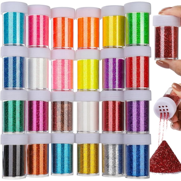 Fine Glitter for Crafts Set, 24 Jars Extra Fine Glitter for Resin Craft Glitter